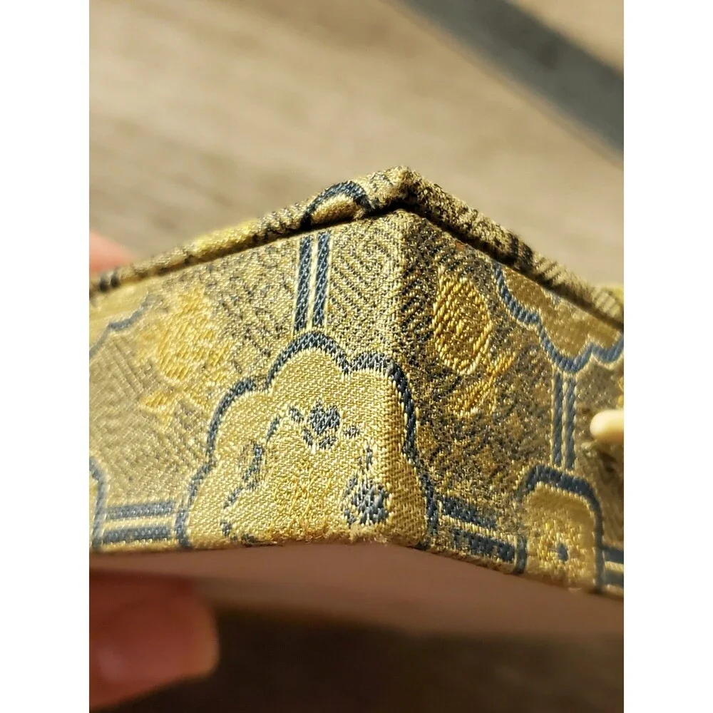 Vintage Yidege Chinese Seal Ink Pad Brocade Box  Empty Calligraphy Stamp Case